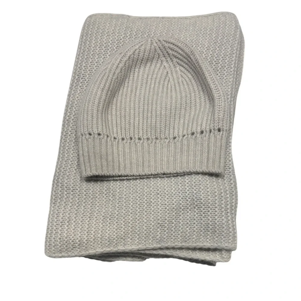 J.Crew Collection 100% Cashmere Beanie and‎ Infinity Scarf Set Gray B5507 23161